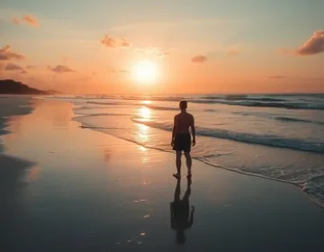 Traveler enjoying sunrise on an empty beach in Riviera Maya during shoulder season | Ile Tours